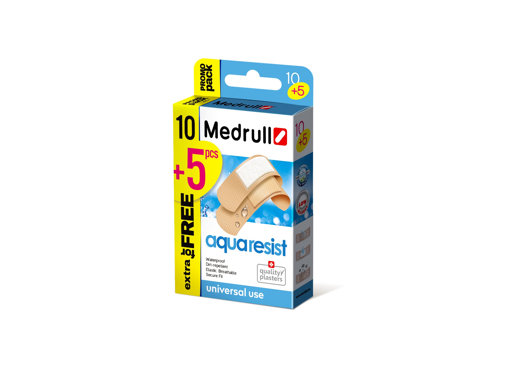 Лейкопластырь MEDICAL SUPPLIES Antibacterial adhesive plaster `Aqua resist` waterproof x 10+5 Medrull